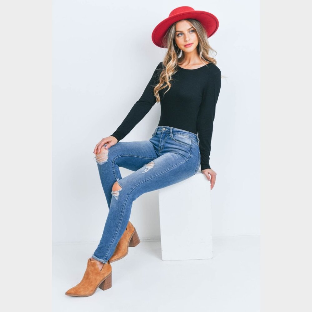 Red Wide Brim Bolero Felt Fedora Panama Hat with a Fashionable Gold Chain Accent - Picture 8 of 12